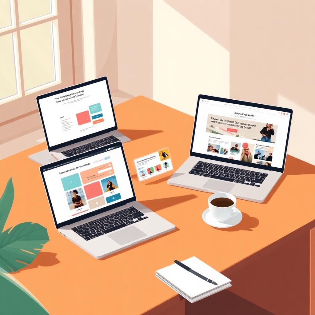 Three browser windows comparing done-for-you and DIY website builders