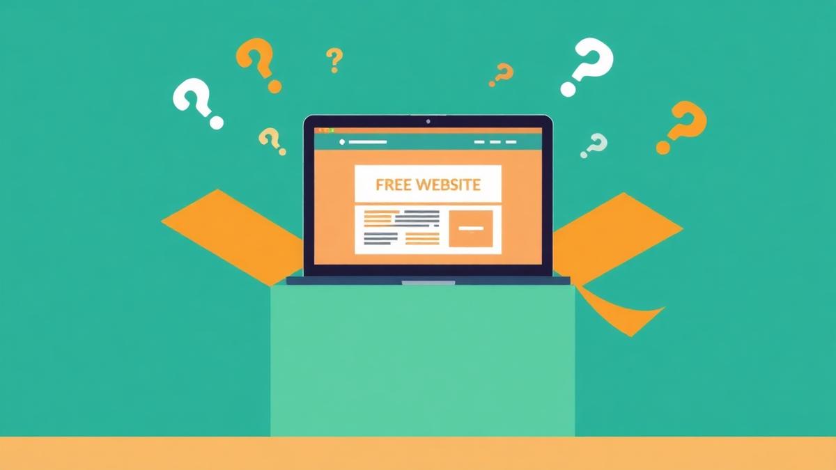 Gift box opening to reveal a laptop with a website, illustrating a free website offer